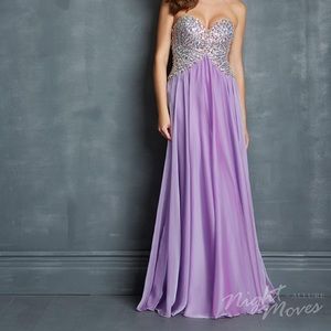 Night Moves by Allure Purple Jeweled Chiffon Prom Dress